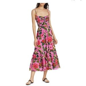 XL FARM RIO Pink Leopard Forest Midi Dress. Worn once.